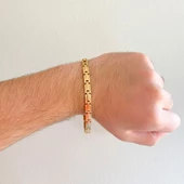 Altın Kaplama Zincir Erkek Bileklik EBLK-352 thumbnail 2