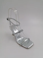 SOLMAZ LOUROS GÜMÜŞ METALİK TOPUKLU ABİYE AYAKKABI thumbnail 1