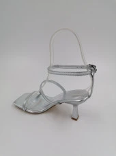 SOLMAZ LOUROS GÜMÜŞ METALİK TOPUKLU ABİYE AYAKKABI thumbnail 2