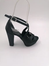 SOLMAZ FELİX SİYAH SATEN PLATFORM TOPUKLU ABİYE AYAKKABI - 1