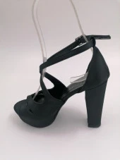 SOLMAZ FELİX SİYAH SATEN PLATFORM TOPUKLU ABİYE AYAKKABI - 2