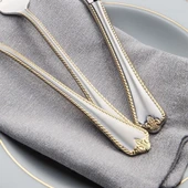 Nehir Fulya 89 Parça Sade Altın Çatal Kaşık Bıçak Takımı thumbnail 3