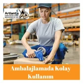 Koli Bandı Koli Kalemi ve Maket Bıçağı 1 Paket 2 Adet Koli Bant 100 Metre Şeffaf Kesik Uç Markör Kalem ve Plastik Maket Bıçağı Büyük - 2