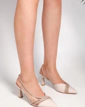 SOLMAZ DARREL TEN SATEN ŞEFFAF TAŞLI TOPUKLU ABİYE AYAKKABI thumbnail 1