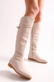 SOLMAZ MERONİ BEJ TOKALI KADIN ÇİZME thumbnail 3