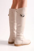 SOLMAZ MERONİ BEJ TOKALI KADIN ÇİZME thumbnail 4