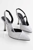 SOLMAZ LİBERTY GÜMÜŞ SATEN TAŞ İŞLEMELİ TOPUKLU AYAKKABI thumbnail 2