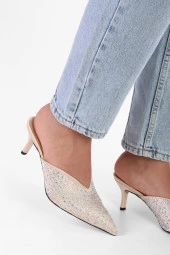 SOLMAZ CORSAGE TEN SATEN TAŞLI TOPUKLU TERLİK thumbnail 1