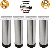 Ayarlanabilir Mobilya Kanepe Baza Koltuk Metal Destek Yükseltici Ayağı 15 cm Krom Ayakları (4 ADET) - 1