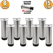 Ayarlanabilir Mobilya Kanepe Baza Koltuk Metal Destek Yükseltici Ayağı 15 cm Krom Ayakları (8 ADET) - 1