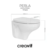 Creavit Perla Beyaz Kanallı Asma Klozet TP320, Creavit Perla Çınar Yavaş Kapak - 2