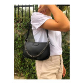 Hanselis Siyah Saten İnce Zincirli Askılı Baget Çanta Omuz Çantası - 1