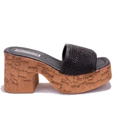 Dagoster DZA07-890398CN Siyah Ortopedik Günlük Topuklu Kadın Hasır Terlik - 2