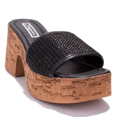 Dagoster DZA07-890398CN Siyah Ortopedik Günlük Topuklu Kadın Hasır Terlik - 1