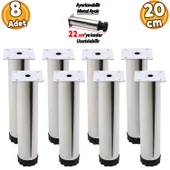 Ayarlanabilir Mobilya Kanepe Baza Koltuk Metal Destek Yükseltici Ayağı 20 cm Krom Ayakları (8 ADET) - 1