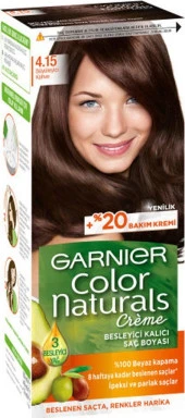 Garnier Color Naturals Besleyici Kalıcı Krem Saç Boyası No: 4.15 Büyüleyici Kahve - 1