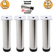 Ayarlanabilir Mobilya Kanepe Baza Koltuk Metal Destek Yükseltici Ayağı 25 cm Krom Ayakları (4 ADET) - 1
