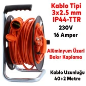 Makaralı Seyyar Kablo Uzatma Kablosu 3x2.5 mm TTR Kablo 40+2 Metre - 2