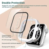 Apple Watch 42mm Ekran Koruyuculu Tek Sıra Kenar Taşlı Sert PC Kasa Koruyucu - 10