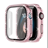 Apple Watch 42mm Ekran Koruyuculu Tek Sıra Kenar Taşlı Sert PC Kasa Koruyucu - 3