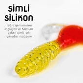 Silikon Kurt Sahte Yem - 60mm - Kırmızı/Sarı - Yumy (18065-456) thumbnail 3