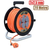 Makaralı Seyyar Kablo Kapaklı 4 Prizli Plastik Uzatma Kablosu 3x2.5 mm TTR Kablo 20 Metre thumbnail 1