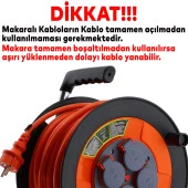Makaralı Seyyar Kablo Kapaklı 4 Prizli Plastik Uzatma Kablosu 3x2.5 mm TTR Kablo 20 Metre thumbnail 3