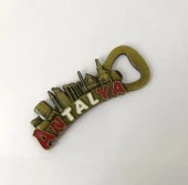 Antalya Görselli Metal Açacak Mıknatıslı Magnet Buzdolabı Süsü Şişe Açacağı Antik Sarı thumbnail 1