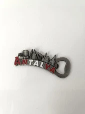 Antalya Görselli Metal Açacak Mıknatıslı Magnet Buzdolabı Süsü Şişe Açacağı Gri thumbnail 1