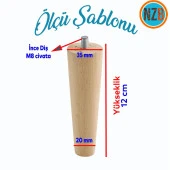 Ahşap Ayak Mobilya Koltuk Kanepe Sehpa Masa Ayağı Ayakları M8 Civatalı 12 cm + Bağlantı Aparatlı 8'li Set - 3