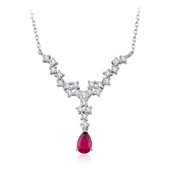 0.95 ct. Pırlanta Yakut Kolye - 1