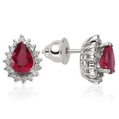 2.04 ct. Pırlanta Yakut Küpe - 1