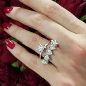 1.00 ct. G Color HRD Sertifikalı Pırlanta Beştaş Yüzük - 3