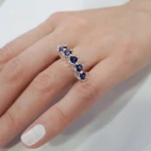 1.50 ct. Pırlanta Safir Beştaş Yüzük - 2