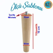 Ahşap Ayak Mobilya Koltuk Kanepe Sehpa Masa Ayağı Ayakları M8 Civatalı 15 cm + Bağlantı Aparatlı 8'li Set - 3