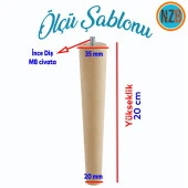 Ahşap Ayak Mobilya Koltuk Kanepe Sehpa Masa Ayağı Ayakları M8 Civatalı 20 cm + Bağlantı Aparatlı (8'li Set) - 2