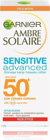 Garnier Ambre Solaire Sensitive Advanced Koruyucu Yüz Kremi Gkf50+ 50Ml - 2