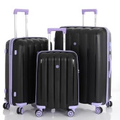 MÇS 3lü Set Kırılmaz Silikon Seyahat Valizi Bavulu V305 Siyah Lila thumbnail 1
