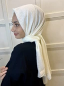 Rahat Kırışmaz Cazz Şal, Yumuşak, Tok Duruşlu Kolay Şal 01000  EKRU thumbnail 2