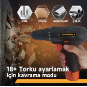 12v 1.5 Ah Metal Şanzıman Tek Akülü Şarjlı Matkap 22 Parça Akülü Vidalama Set Elektrikli Matkap - 4