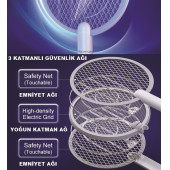 Rowenger WD-942 USB Şarjlı Uv Işıklı Elektrikli Sivrisinek Öldürücü Raket Sinek Öldürücü Sineksavar Lamba - 4