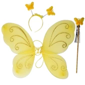 Sarı Renk Kelebek Kanadı Tacı ve Sopası 50x37 cm thumbnail 2
