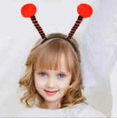 Gösteriler İçin Kırmızı Ponponlu Mega Uğur Böceği Taç 25x11 cm thumbnail 2