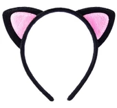 Sevimli Kedi Kulak Pofuduk Kedi Taç Siyah İçi Pembe Renk 17x15 cm thumbnail 1