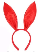 Kırmızı Renk Saten Kaplama Şekil Verilebilir Tavşan Kulak Taç 35x11 cm thumbnail 2