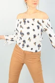 As Collection Krem Bağlamalı Kol Dokuma Kadın Bluz thumbnail 3
