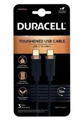 Duracell 1m USB-C to USB-C Örgülü Şarj Kablosu - Siyah - 1