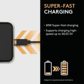 Duracell 1m USB-C to USB-C Örgülü Şarj Kablosu - Siyah - 3