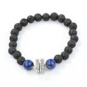 925 Ayar Gümüş Lapis ve Lav Doğal Taşlı Erkek Bilekliği thumbnail 4