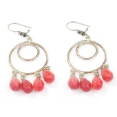 925 Ayar Gümüş Kırmızı Taşlı Çift Daire Telkari Küpe thumbnail 2